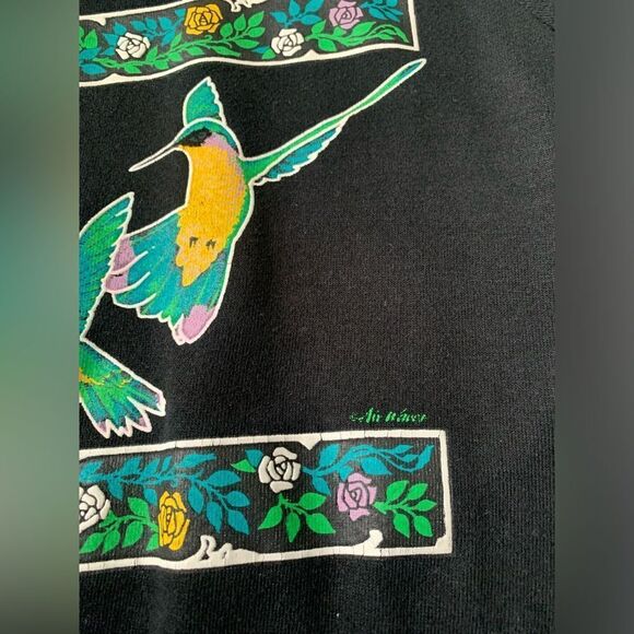 VTG Jerzees Sweatshirt Graphic Crewneck Mocking Bird Wood Pecker Multi Color XL - Picture 4 of 9